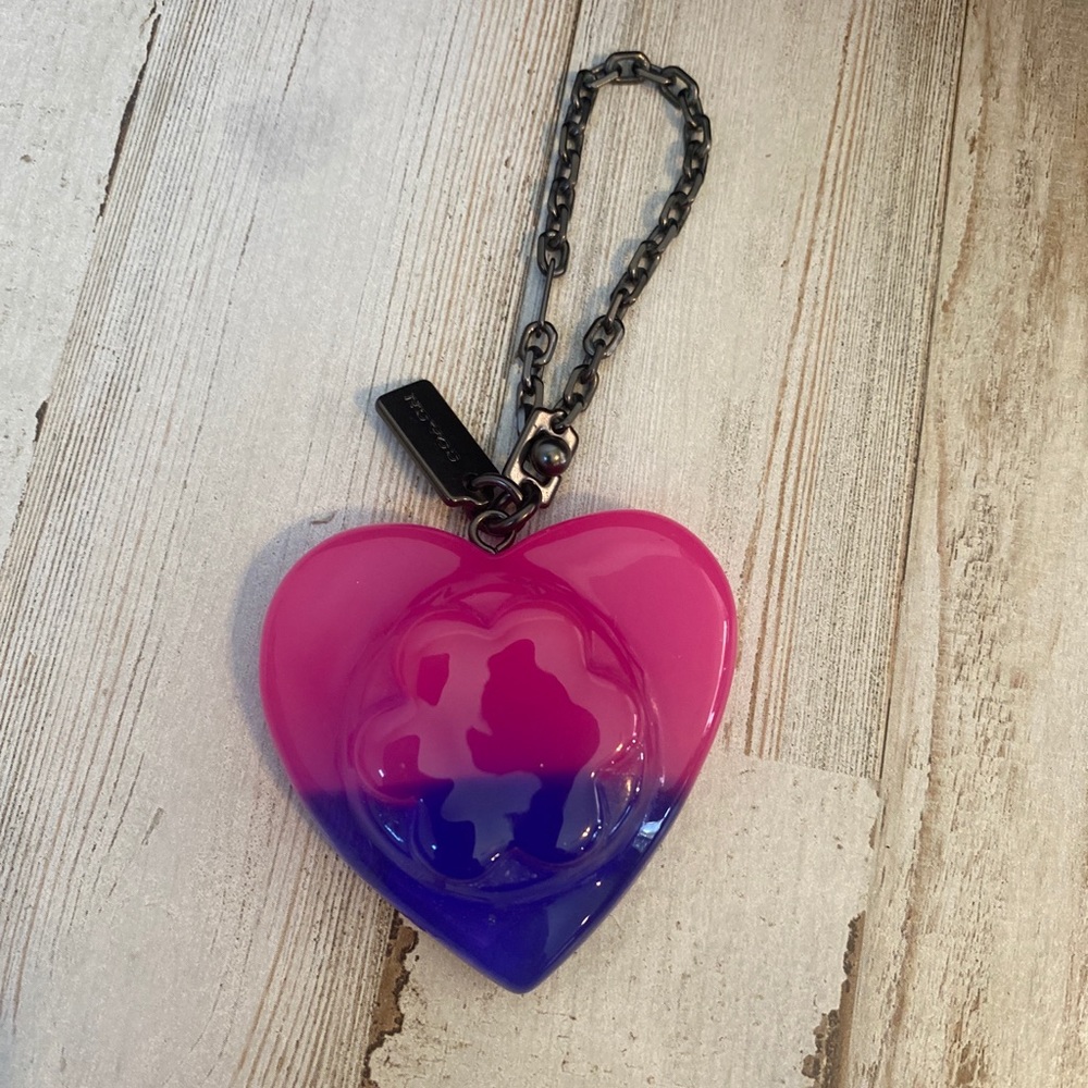 Coach X Richard Bernstein Jello Heart Bag Charm Pink and Purple 227 RARE New